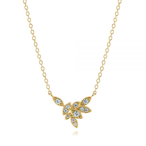 18k Yellow Gold 18k Yellow Gold Leaf Cluster Necklace - Three-Quarter View -  107084