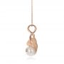 14k Rose Gold 14k Rose Gold Leaf Fresh White Pearl And Diamond Pendant - Side View -  100343 - Thumbnail