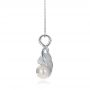  Platinum Platinum Leaf Fresh White Pearl And Diamond Pendant - Side View -  100343 - Thumbnail