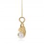 18k Yellow Gold 18k Yellow Gold Leaf Fresh White Pearl And Diamond Pendant - Side View -  100343 - Thumbnail