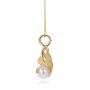 14k Yellow Gold 14k Yellow Gold Leaf Fresh White Pearl And Diamond Pendant - Side View -  100343 - Thumbnail