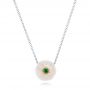 14k Rose Gold Lily Fresh Water Carved Pearl And Emerald Pendant