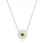 18k Yellow Gold Lily Fresh Water Carved Pearl And Emerald Pendant