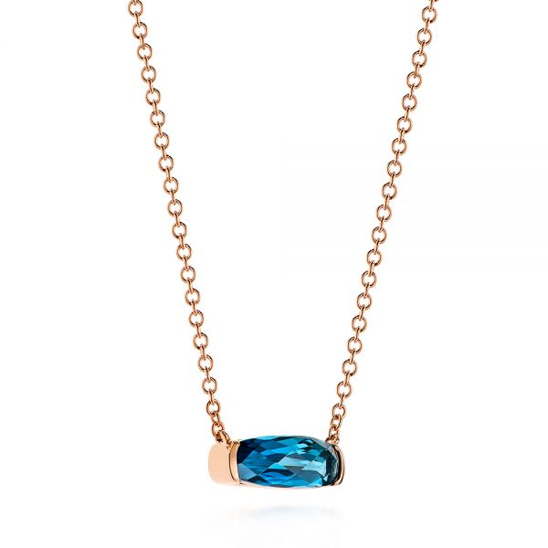 14K Gold Oval 3.20 cttw London Blue Topaz Pendant with Chain - QVC.com