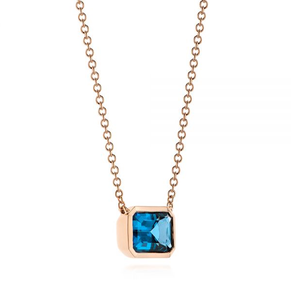 14k Rose Gold London Blue Topaz Pendant - Flat View - 105416