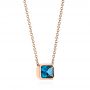 14k Rose Gold London Blue Topaz Pendant - Flat View -  105416 - Thumbnail