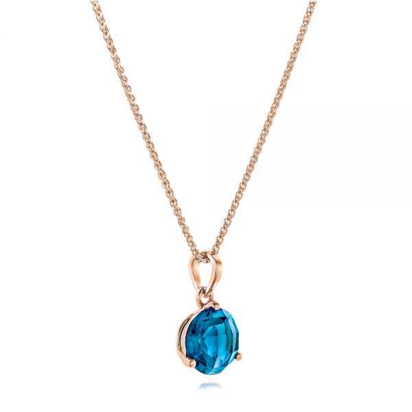 18k Rose Gold 18k Rose Gold London Blue Topaz Pendant - Flat View - 106495