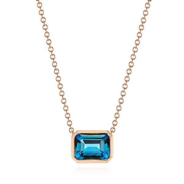 18k Rose Gold 18k Rose Gold London Blue Topaz Pendant - Three-Quarter View -  105416