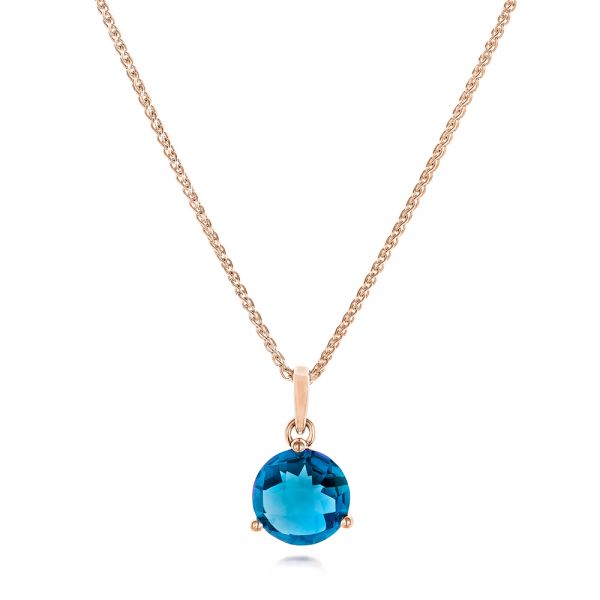 18k Rose Gold 18k Rose Gold London Blue Topaz Pendant - Three-Quarter View -  106495