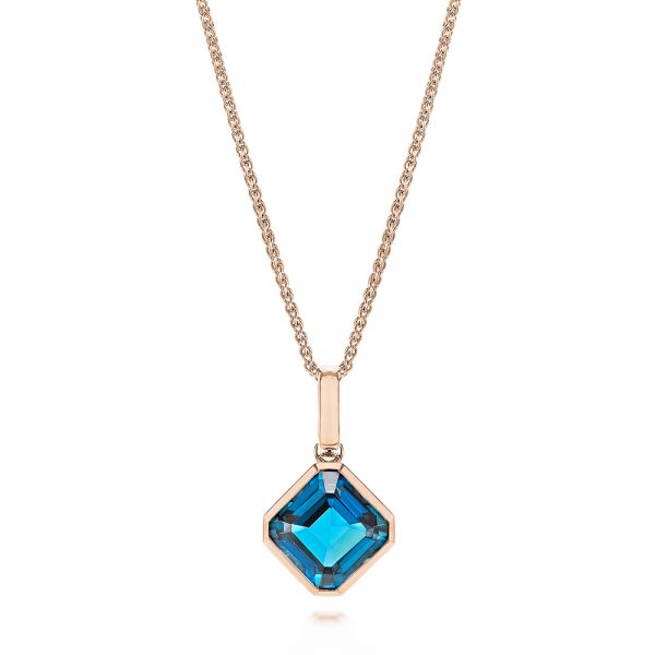 18k Rose Gold 18k Rose Gold London Blue Topaz Pendant - Three-Quarter View -  106586