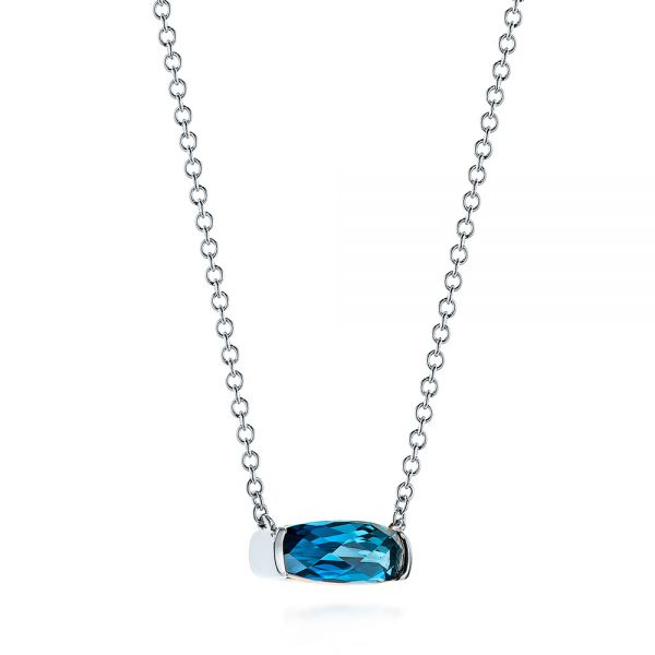 Platinum Platinum London Blue Topaz Pendant - Flat View - 105411