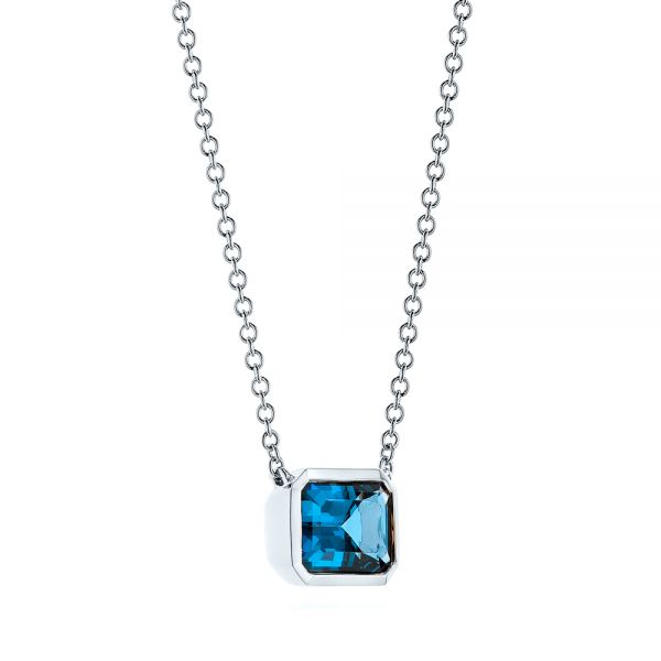 14k White Gold 14k White Gold London Blue Topaz Pendant - Flat View - 105416
