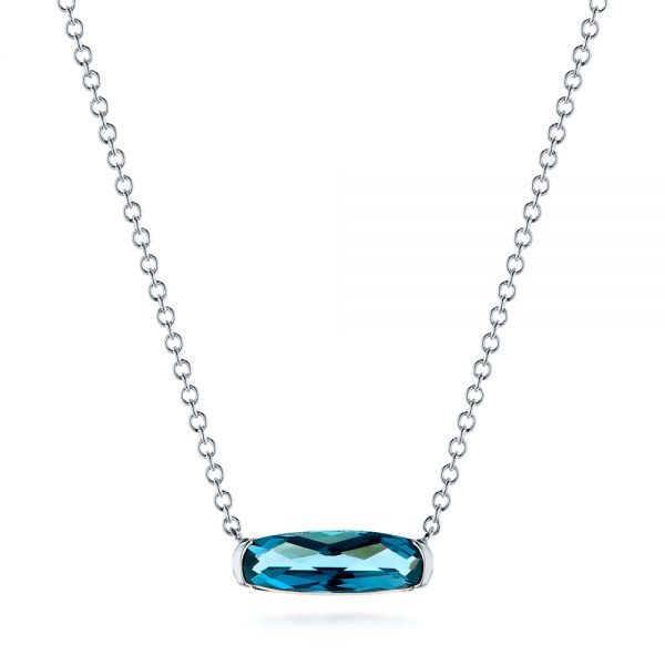  Platinum Platinum London Blue Topaz Pendant - Three-Quarter View -  105411