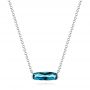 14k White Gold 14k White Gold London Blue Topaz Pendant - Three-Quarter View -  105411 - Thumbnail