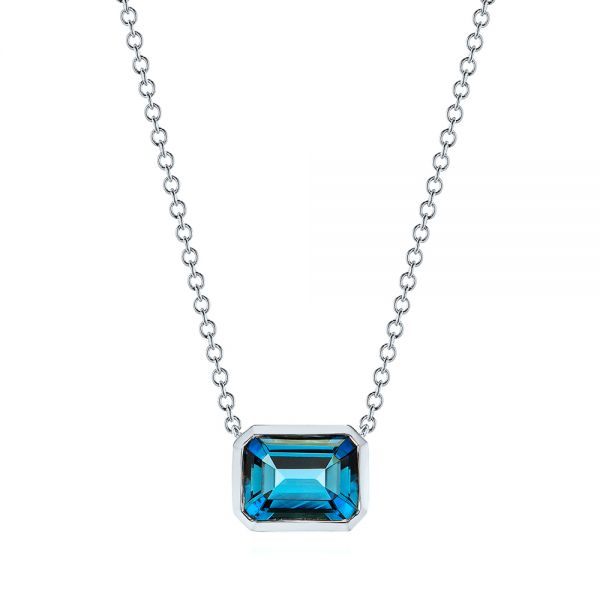  Platinum Platinum London Blue Topaz Pendant - Three-Quarter View -  105416