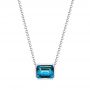 18k White Gold 18k White Gold London Blue Topaz Pendant - Three-Quarter View -  105416 - Thumbnail