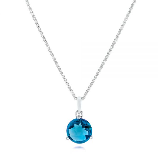 14k White Gold 14k White Gold London Blue Topaz Pendant - Three-Quarter View -  106495