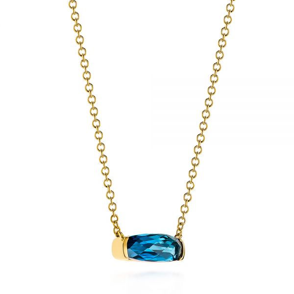 18k Yellow Gold 18k Yellow Gold London Blue Topaz Pendant - Flat View - 105411