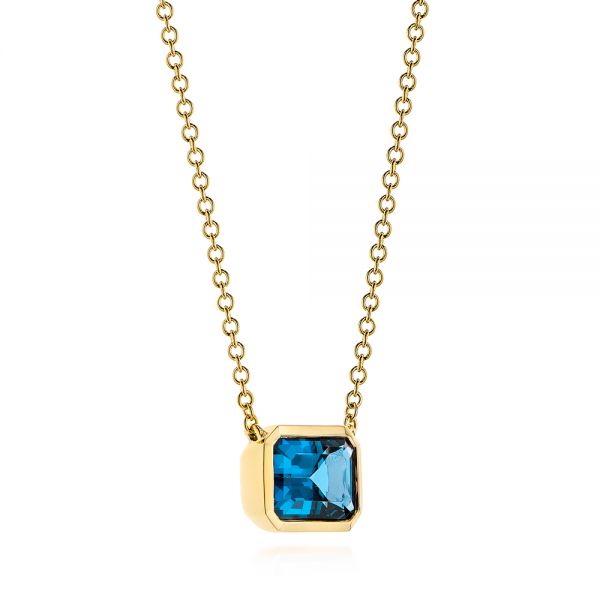 18k Yellow Gold 18k Yellow Gold London Blue Topaz Pendant - Flat View -  105416