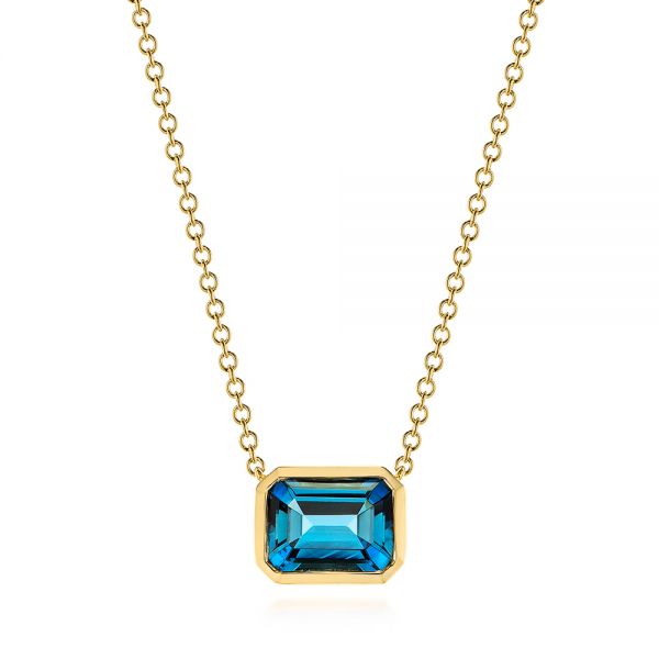 18k Yellow Gold 18k Yellow Gold London Blue Topaz Pendant - Three-Quarter View -  105416