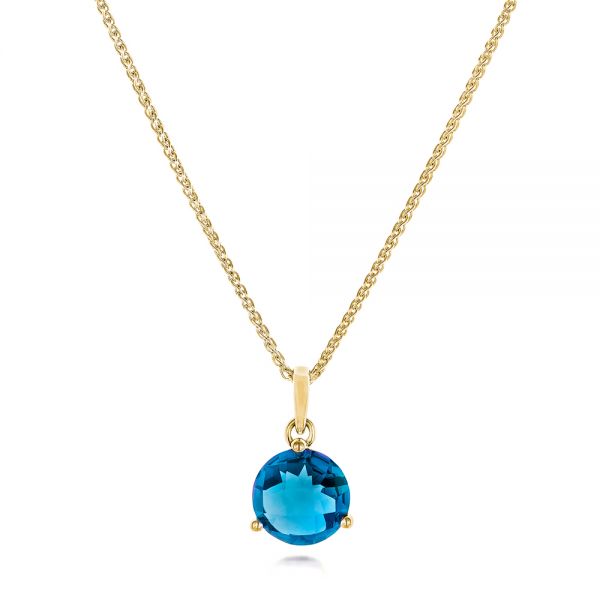 18k Yellow Gold 18k Yellow Gold London Blue Topaz Pendant - Three-Quarter View -  106495