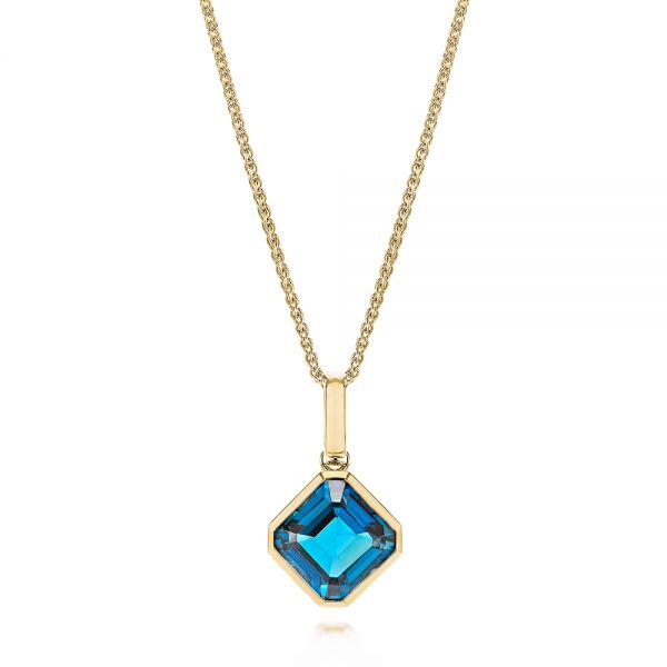 14k Yellow Gold 14k Yellow Gold London Blue Topaz Pendant - Three-Quarter View -  106586