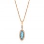14k Rose Gold 14k Rose Gold London Blue Topaz And Diamond Halo Pendant - Three-Quarter View -  103415 - Thumbnail