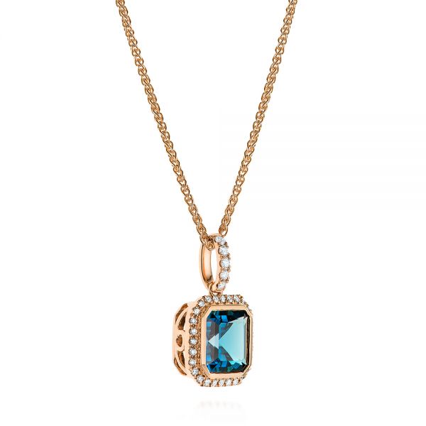 14k Rose Gold 14k Rose Gold London Blue Topaz And Diamond Pendant - Flat View -  105441