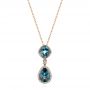 18k Rose Gold 18k Rose Gold London Blue Topaz And Diamond Pendant - Three-Quarter View -  105000 - Thumbnail