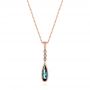 14k Rose Gold London Blue Topaz And Diamond Pendant - Three-Quarter View -  105398 - Thumbnail