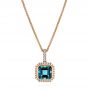 18k Rose Gold 18k Rose Gold London Blue Topaz And Diamond Pendant - Three-Quarter View -  105441 - Thumbnail