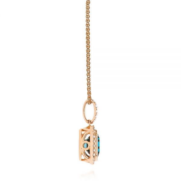 18k Rose Gold 18k Rose Gold London Blue Topaz And Diamond Pendant - Side View - 105441