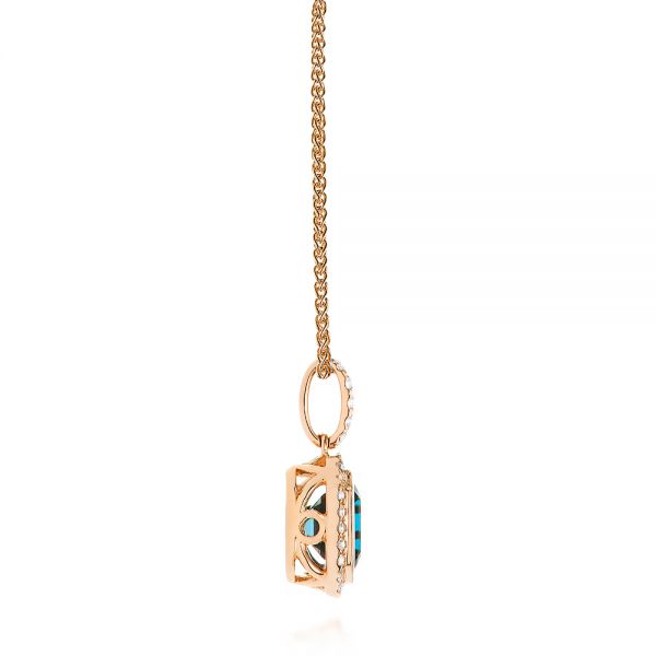 18k Rose Gold 18k Rose Gold London Blue Topaz And Diamond Pendant - Side View -  105441