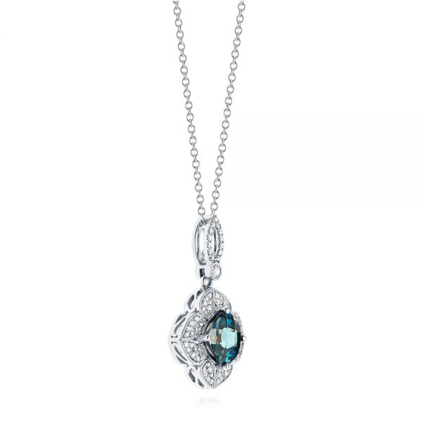 14k White Gold 14k White Gold London Blue Topaz And Diamond Pendant - Flat View -  103748