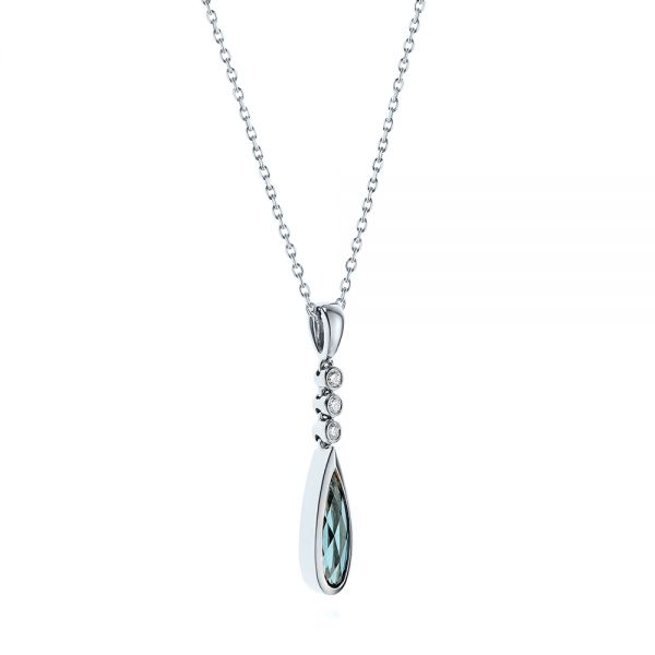  Platinum Platinum London Blue Topaz And Diamond Pendant - Flat View -  105398