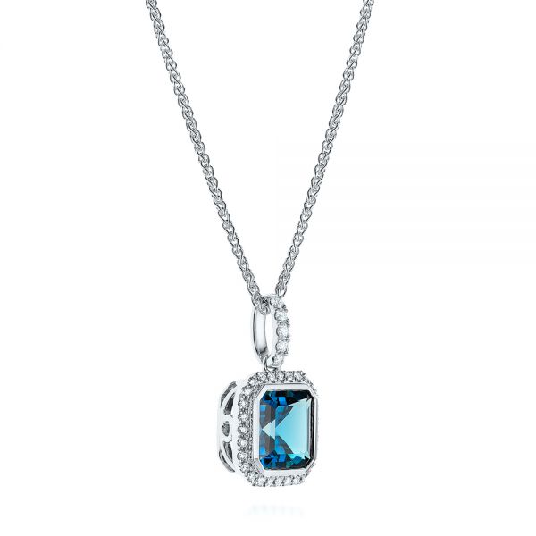  Platinum Platinum London Blue Topaz And Diamond Pendant - Flat View -  105441