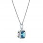 18k White Gold 18k White Gold London Blue Topaz And Diamond Pendant - Flat View -  105441 - Thumbnail