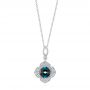  Platinum Platinum London Blue Topaz And Diamond Pendant - Three-Quarter View -  103748 - Thumbnail