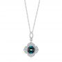 14k White Gold 14k White Gold London Blue Topaz And Diamond Pendant - Three-Quarter View -  103748 - Thumbnail