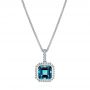  Platinum Platinum London Blue Topaz And Diamond Pendant - Three-Quarter View -  105441 - Thumbnail