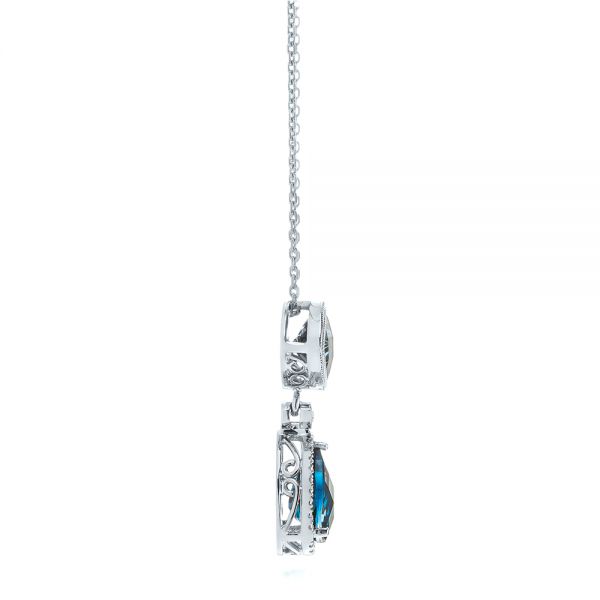 14k White Gold 14k White Gold London Blue Topaz And Diamond Pendant - Side View - 105000