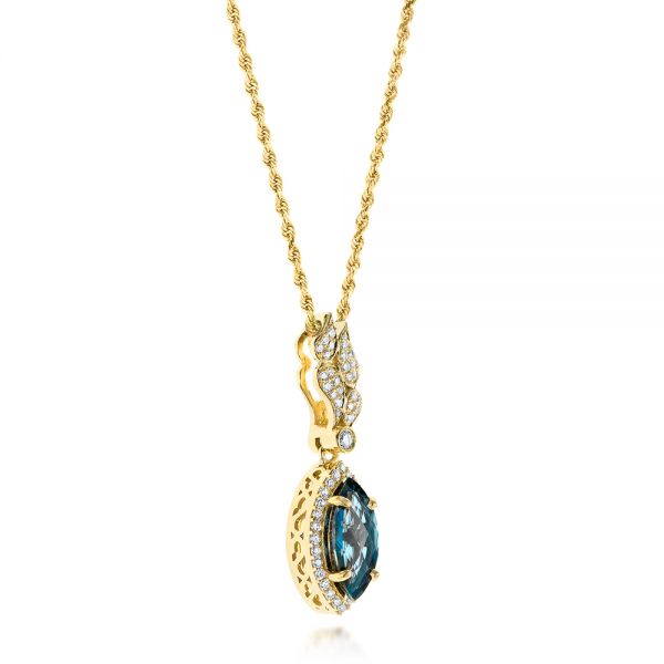 18k Yellow Gold 18k Yellow Gold London Blue Topaz And Diamond Pendant - Flat View - 103776