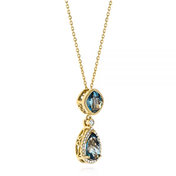 14k Yellow Gold 14k Yellow Gold London Blue Topaz And Diamond Pendant - Flat View - 105000