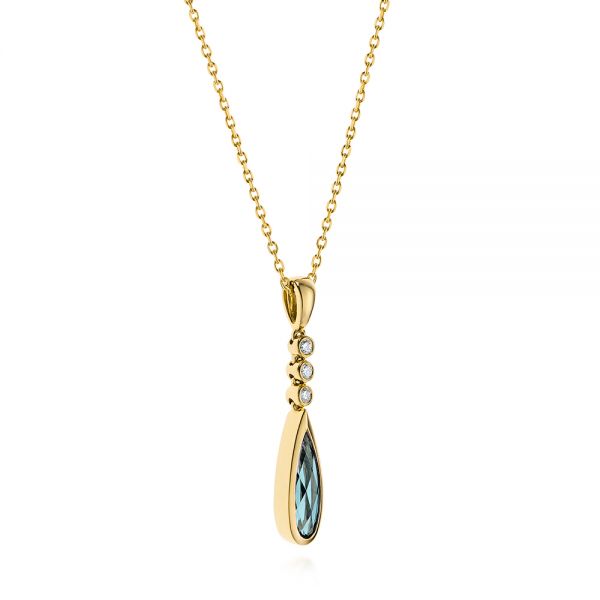 14k Yellow Gold 14k Yellow Gold London Blue Topaz And Diamond Pendant - Flat View -  105398