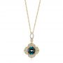 18k Yellow Gold 18k Yellow Gold London Blue Topaz And Diamond Pendant - Three-Quarter View -  103748 - Thumbnail