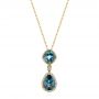 18k Yellow Gold 18k Yellow Gold London Blue Topaz And Diamond Pendant - Three-Quarter View -  105000 - Thumbnail