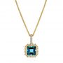 18k Yellow Gold 18k Yellow Gold London Blue Topaz And Diamond Pendant - Three-Quarter View -  105441 - Thumbnail