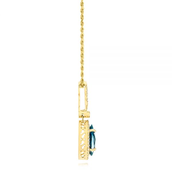 18k Yellow Gold 18k Yellow Gold London Blue Topaz And Diamond Pendant - Side View - 103776