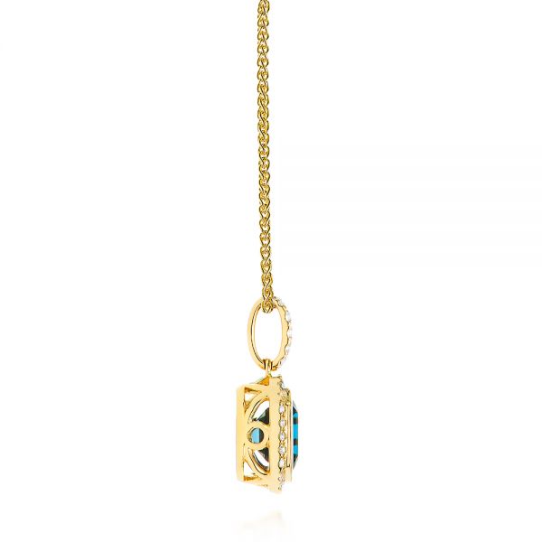 18k Yellow Gold 18k Yellow Gold London Blue Topaz And Diamond Pendant - Side View -  105441