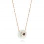 14k Rose Gold 14k Rose Gold Lotus Fresh Water Carved Pearl And Blue Sapphire Pendant - Flat View -  103245 - Thumbnail